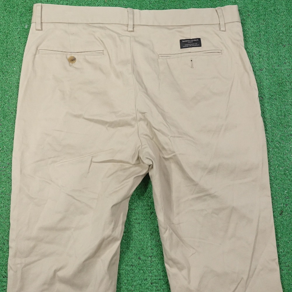 BANANA REPUBLIC AIDEN CHINO PANTS TAN BEIGE FLAT FRONT PANTS MENS 34X30 **READ** - Picture 6 of 9